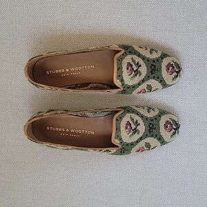 $575 Stubbs & Wootton Custom Rare Needle Point Tapestry Spring Floral Loafers
